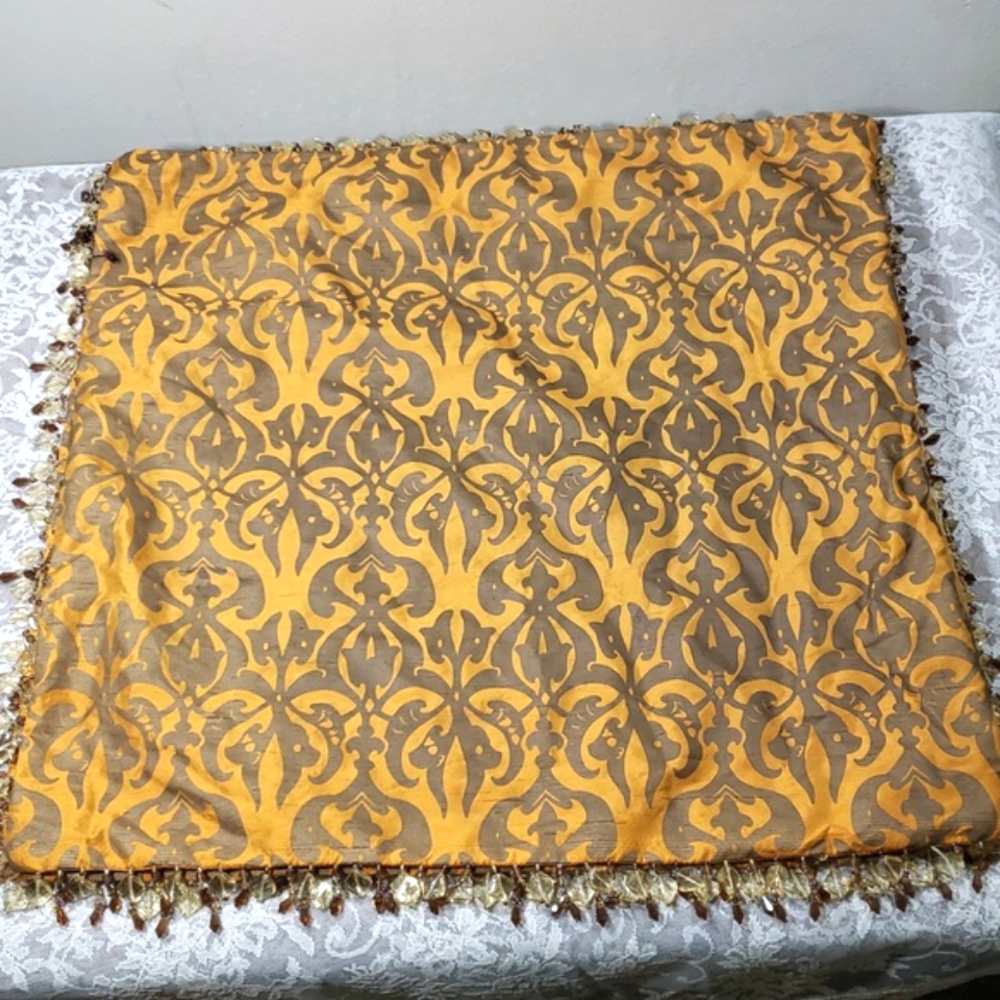 Pair of Covers Indoor/Outdoor Throw Orange Pillows & Beaded Beautiful Stones